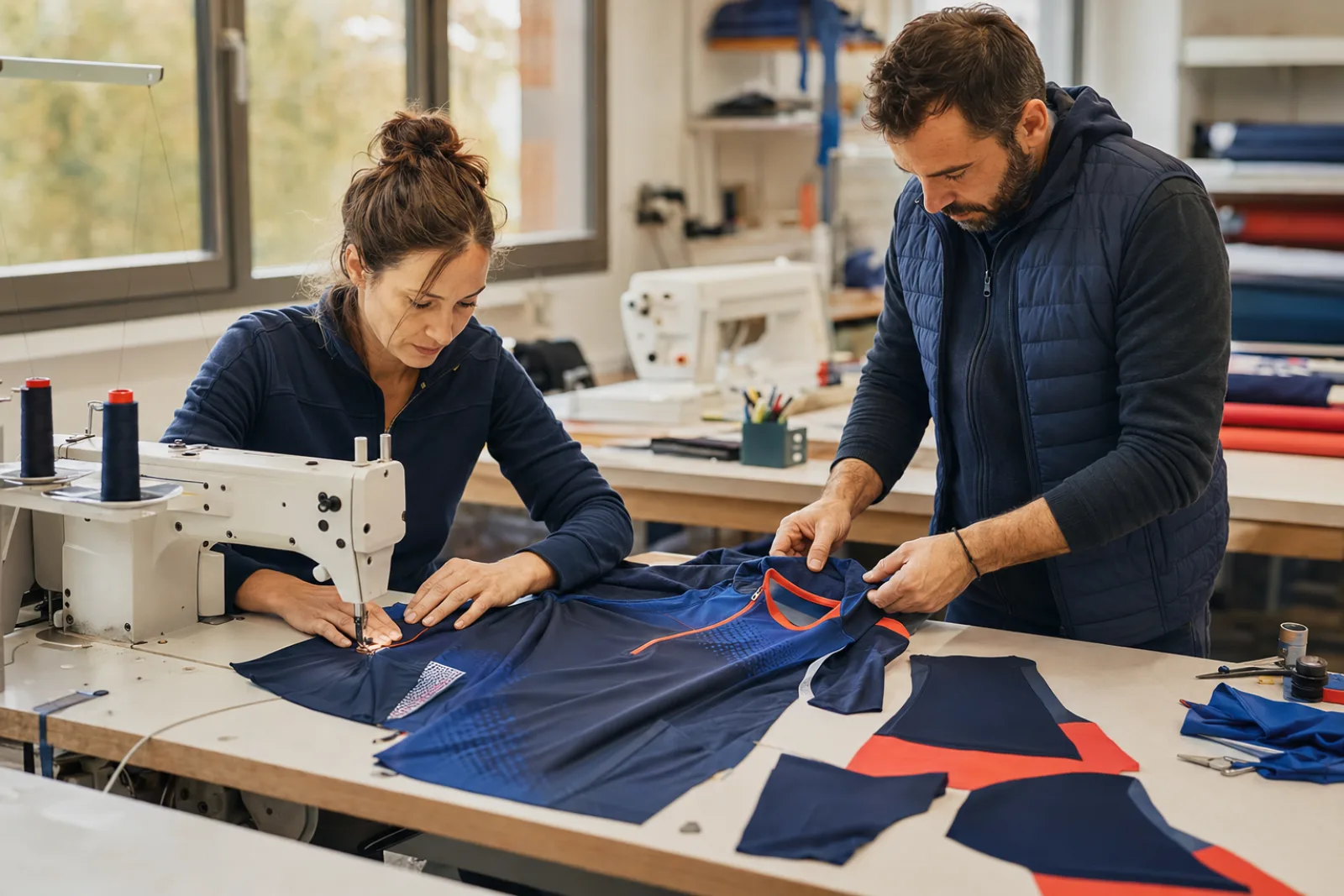 Confection d’un maillot technique dans un atelier textile alsacien